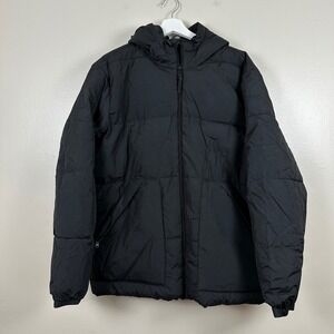 Old Navy Men's L Puffer Jacket Black Jack Water-Resistant Hooded Classic